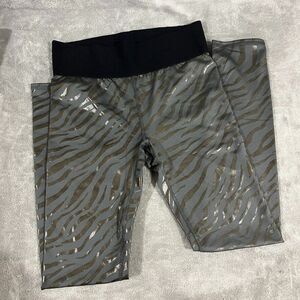 Tahari Sport Women Active Elastic Band Snake Animal Print Leggings Gray Sz S